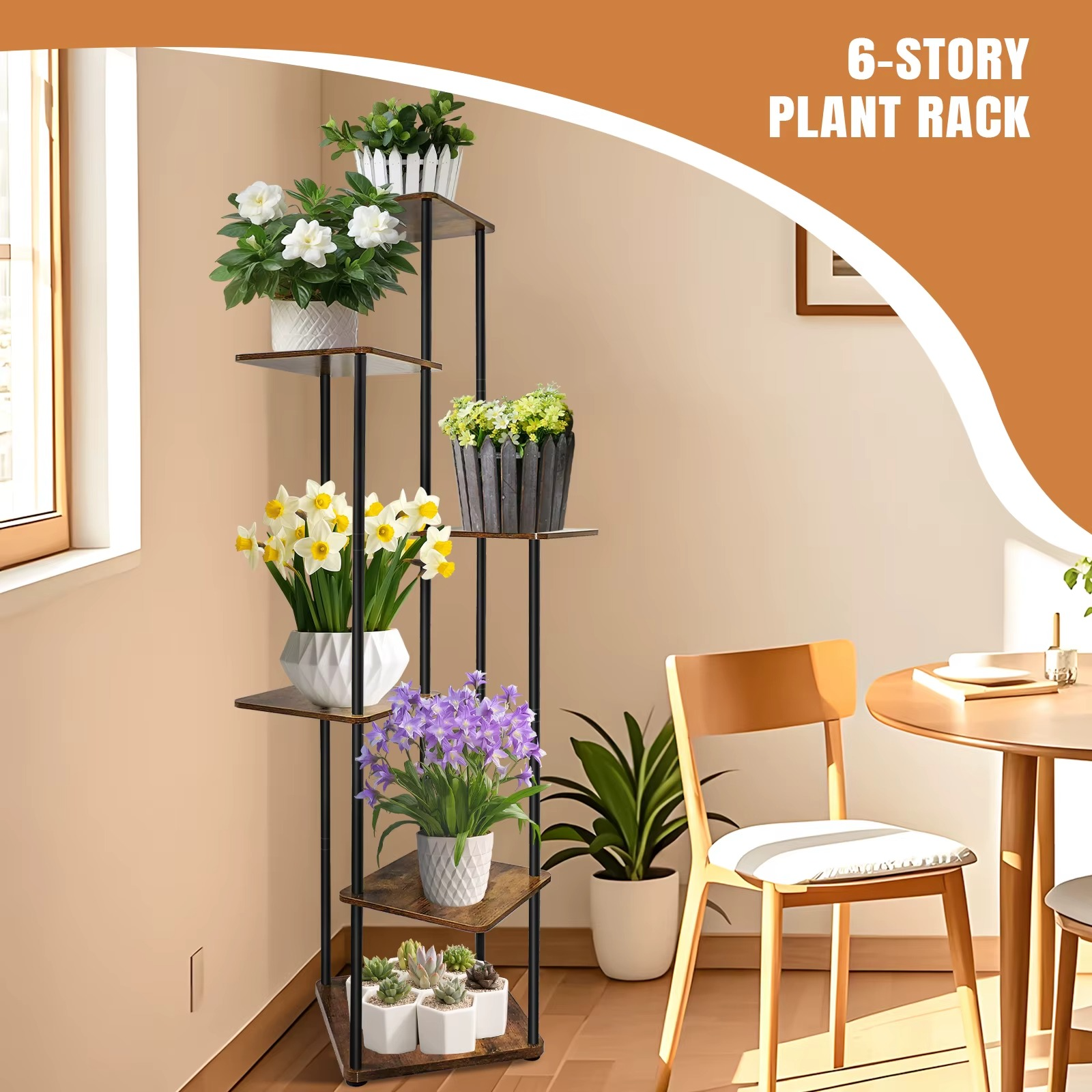 Metalen Plantenstandaard – Compacte Hoek Plantenrek voor Binnen & Buiten