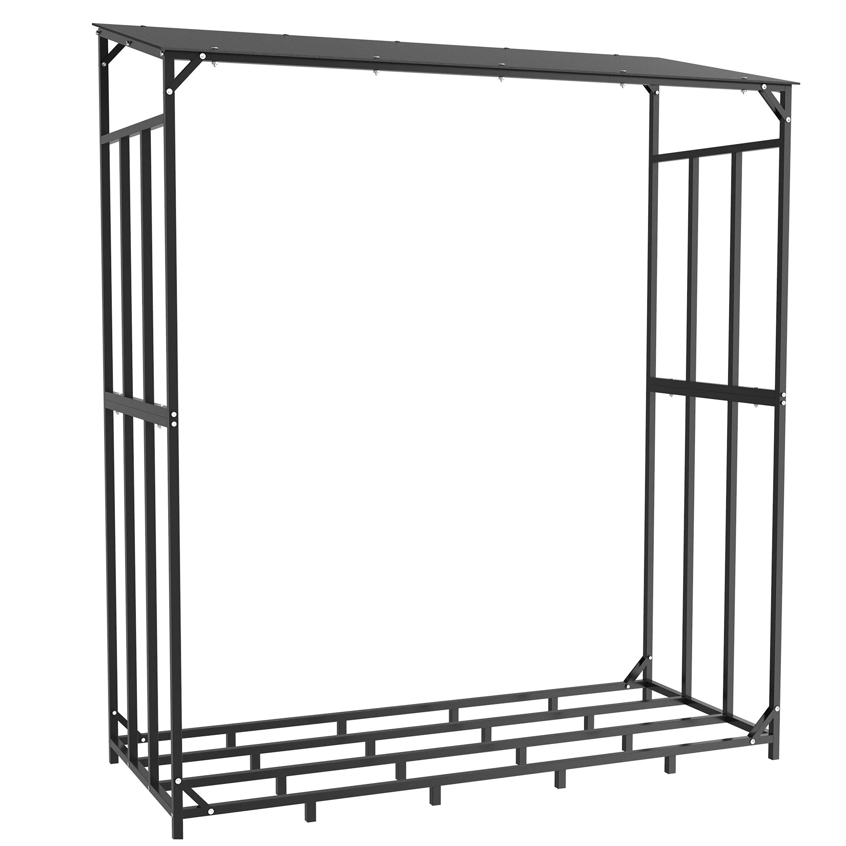 XXL Metalen Haardhoutrek met Dak en Beschermhoes – Heavy Duty Houtopslag voor Buiten, Tuin en Terras