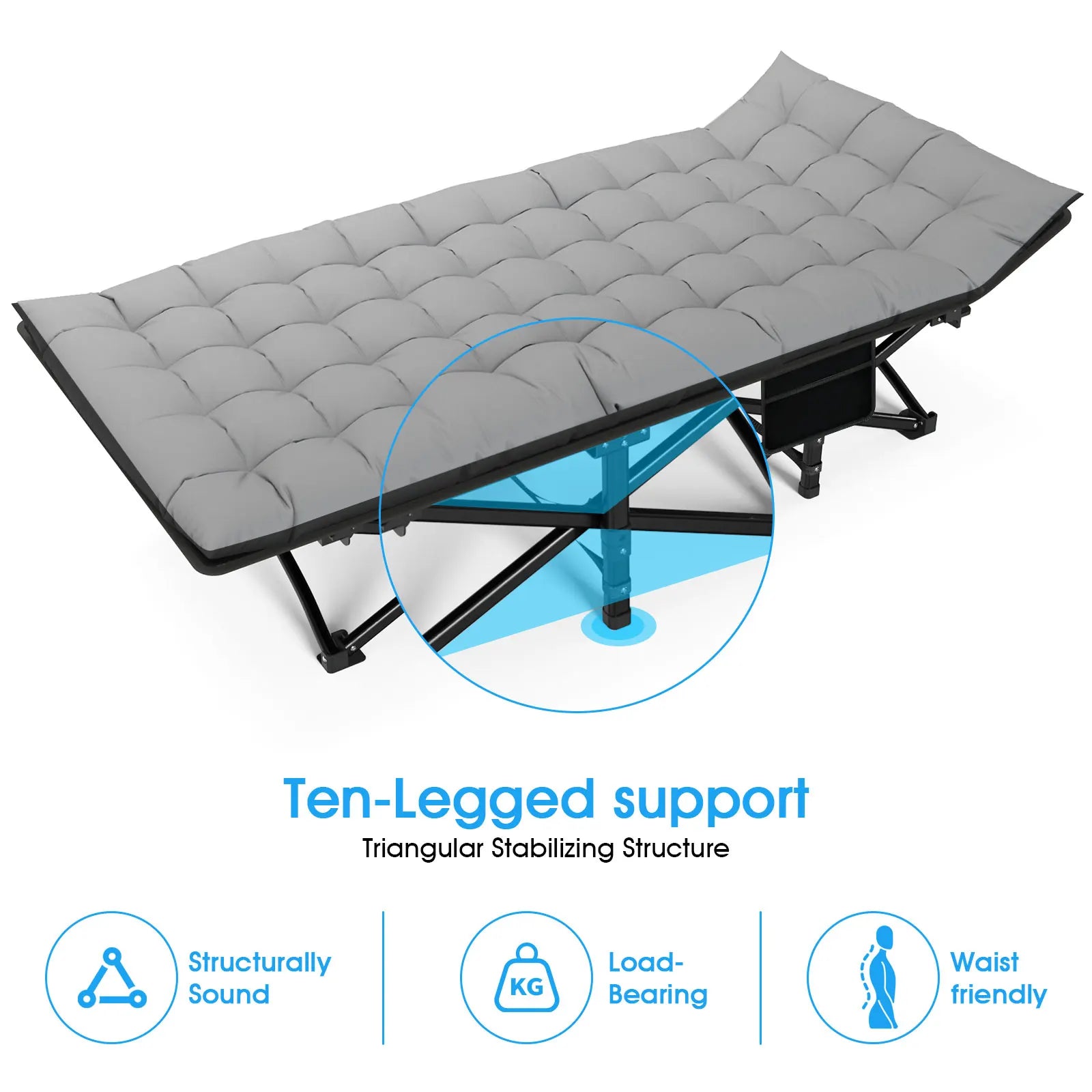 Opvouwbaar Campingbed voor Volwassenen – Sterk, Draagbaar en Inclusief Matras & Draagtas