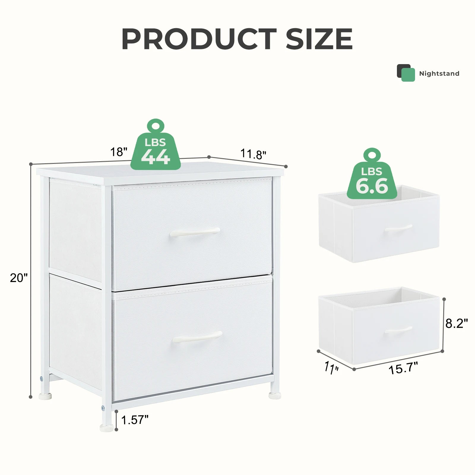 Multifunctionele Ladekast met Stoffen Lades – 2‑Stuks Woonkamer & Slaapkamer Opbergmeubel
