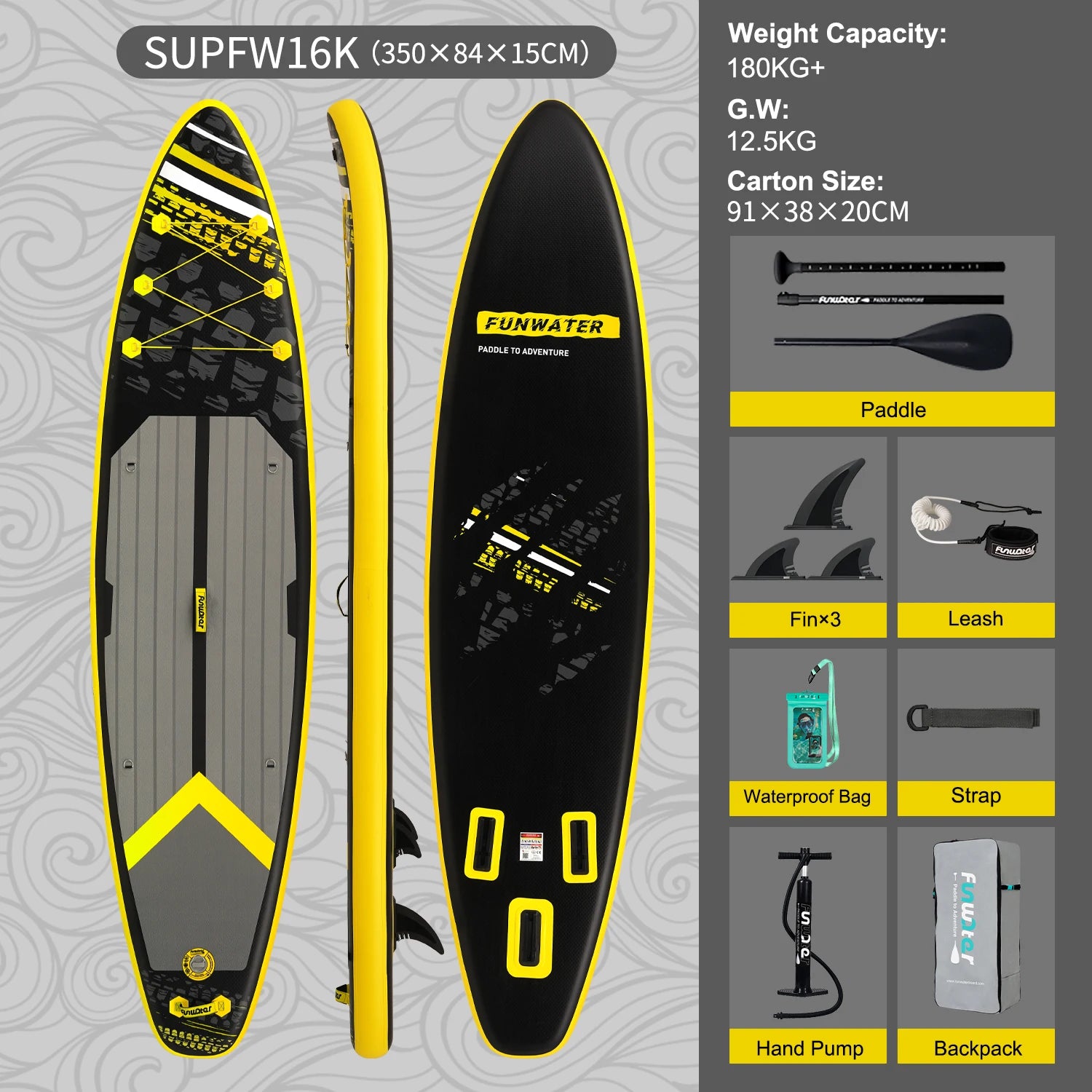 Opblaasbaar SUP Board 11'6" – Koi Paddle Board met Accessoires – Stand Up Paddle Surfboard voor Volwassenen