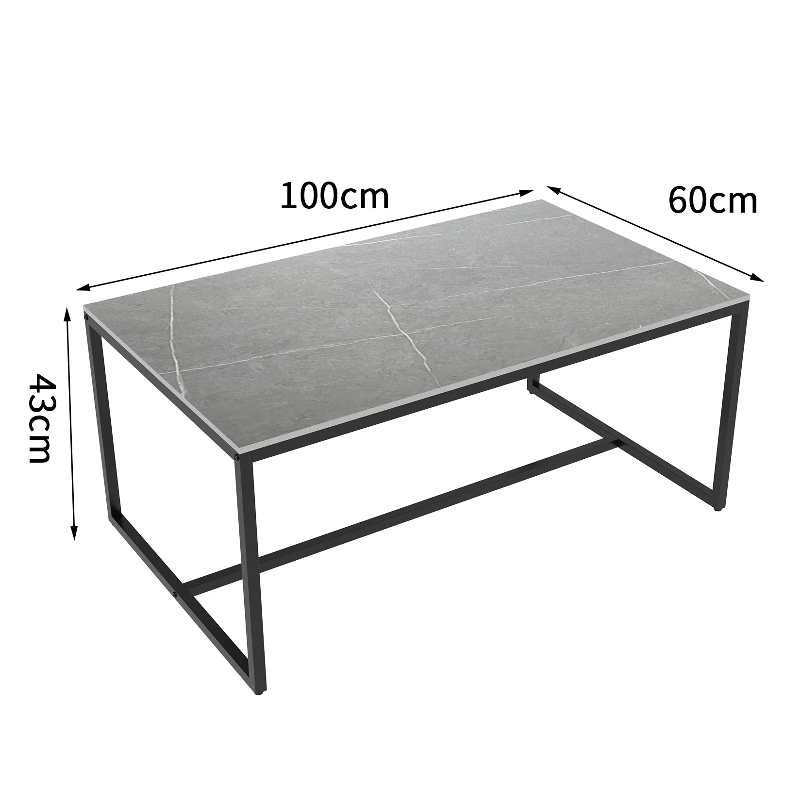 Moderne Salontafel Marmer Look met Metalen Frame – Luxe Rechthoekige Koffietafel met Opbergruimte – Industrieel & Modern Design