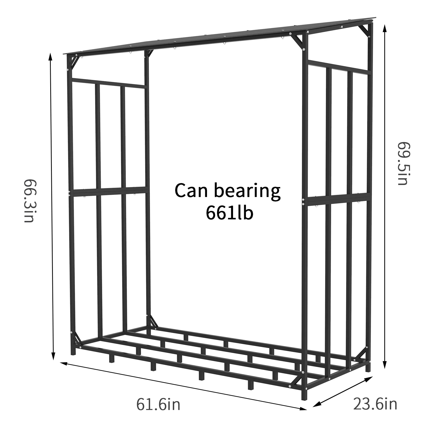 XXL Metalen Haardhoutrek met Dak en Beschermhoes – Heavy Duty Houtopslag voor Buiten, Tuin en Terras