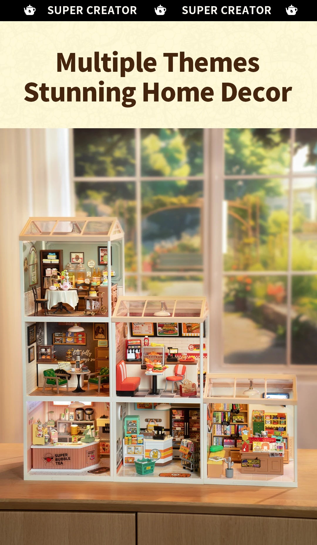 Miniatuur Poppenhuis Bouwset – Burgers Bar Thema – Creatieve DIY Bouwstenen voor Kinderen en Tieners
