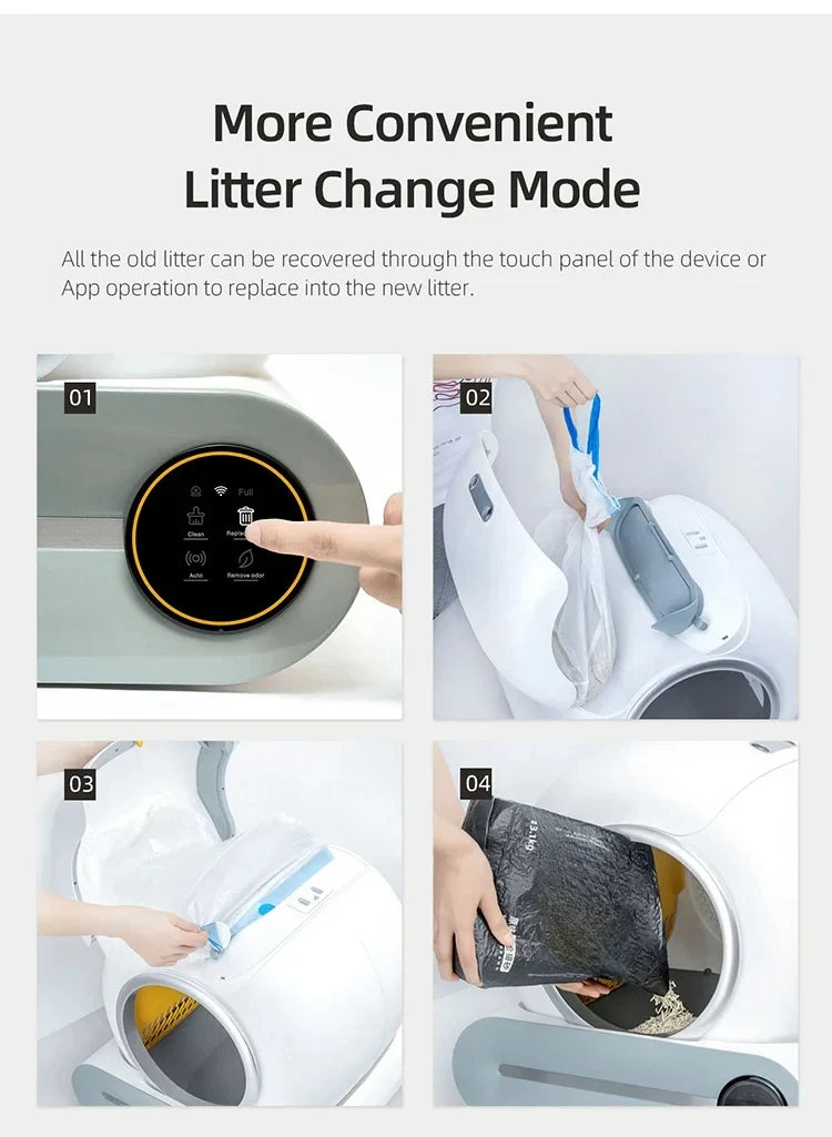 Slimme Kattenbak Volautomatisch met APP – Zelfreinigende Kattenbak Grote Capaciteit 65L voor Meerdere Katten