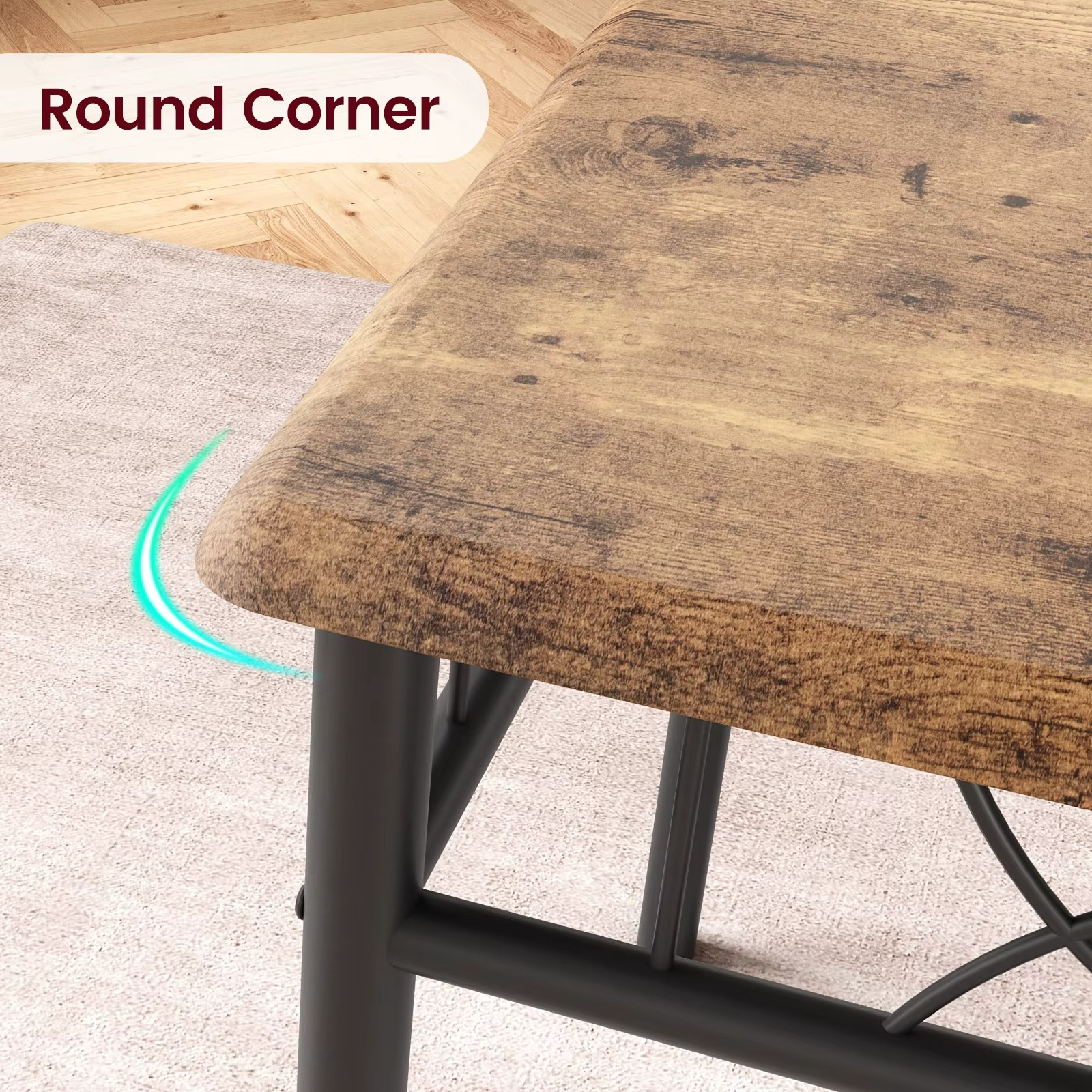 Eettafelset voor 2 Personen – Vierkante Tafel met 2 Stoelen (Rustiek Bruin)