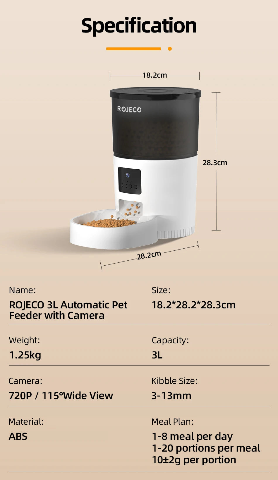 Automatische Kattenvoerautomaat met Camera en Stemfunctie – Slimme Voerdispenser voor Katten en Honden met App & Timer