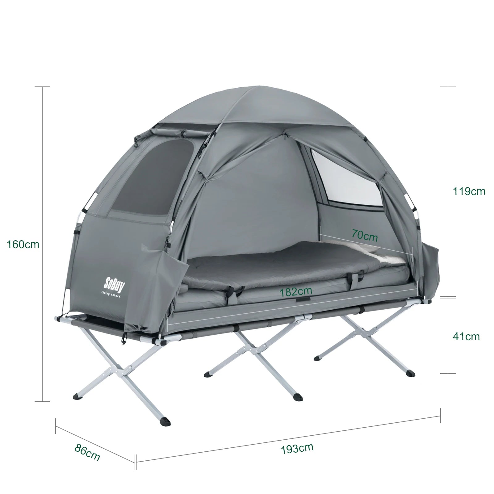 1-Persoons Outdoor Iglo Tent met Luchtbed en Pomp – Complete Camping Tent Set met Slaapzak en Draagtas