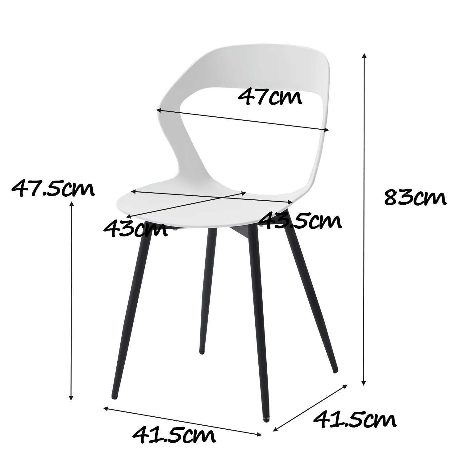 Set van 4/6 Scandinavische Eetkamerstoelen – Nordic Design Kunststof Stoelen met Metalen Poten