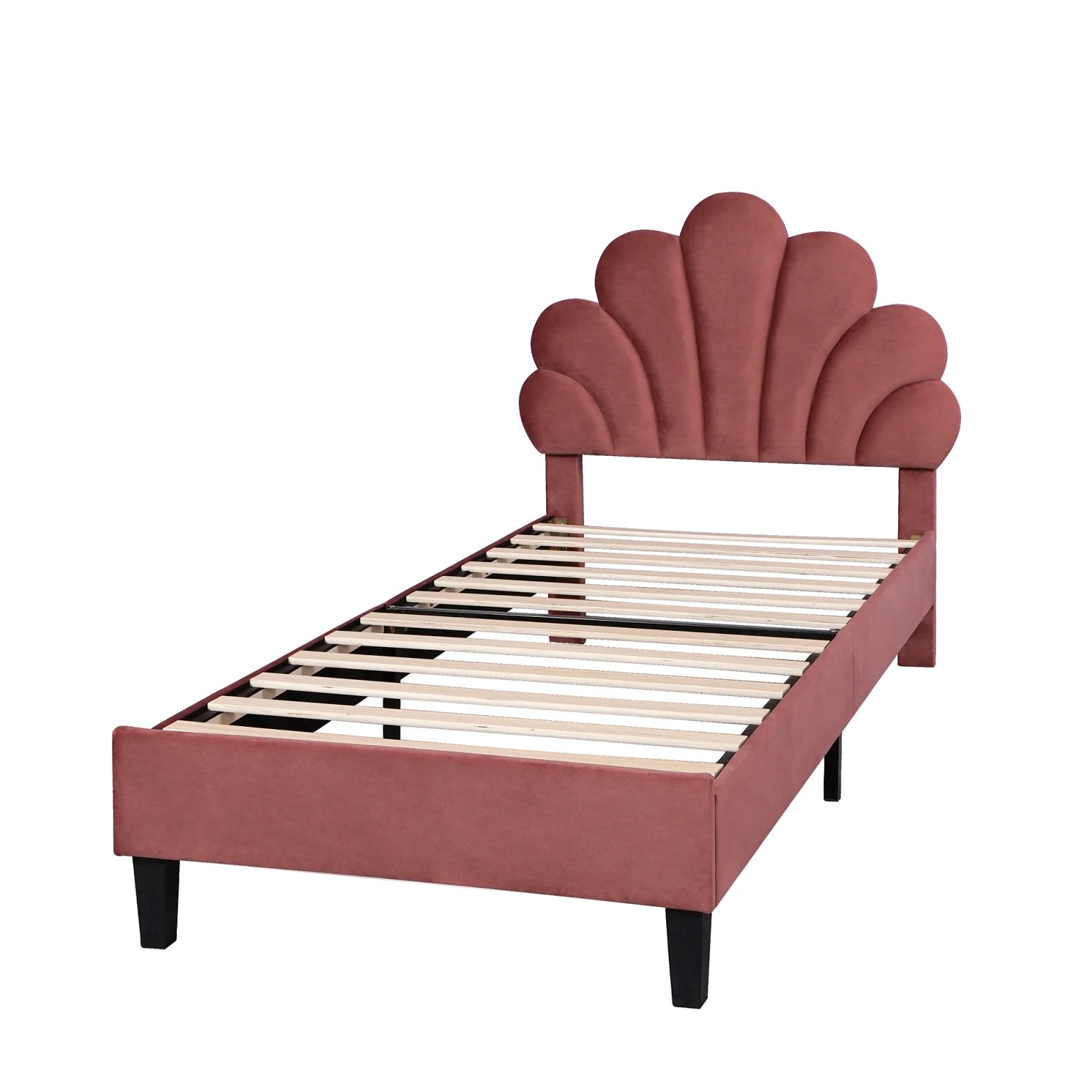 Kinderbed 90x200 Meisjesbed Fluweel Bloemenkroon – Speels & Stijlvol