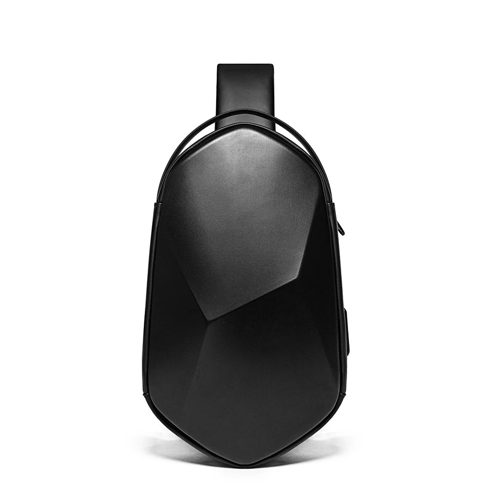 Draagbare Water‑Resistente Hard Shell Crossbody Schoudertas met USB‑Oplaadpoort – Reistas voor Mannen en Unisex Gebruik