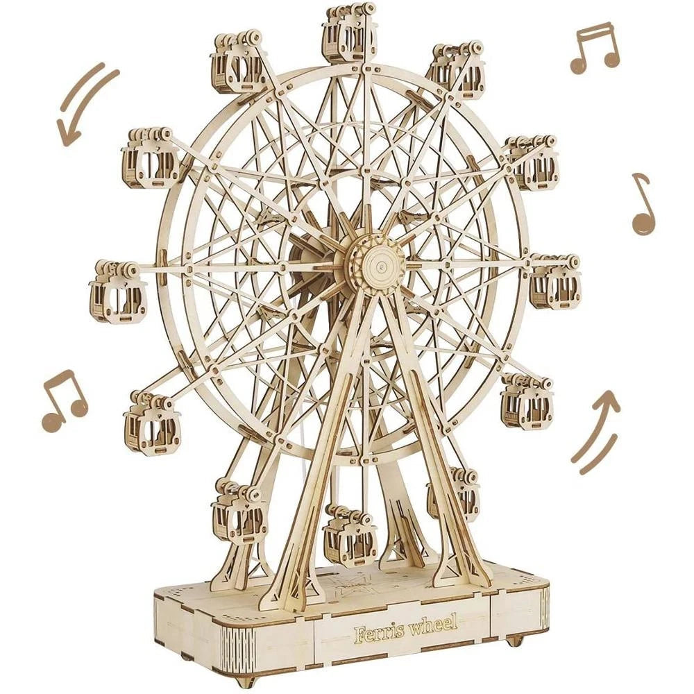 3D Houten Reuzenrad Bouwset – 232-Delig DIY Model met Muziekdoos – Mechanische Puzzel Cadeau voor Volwassenen en Tieners