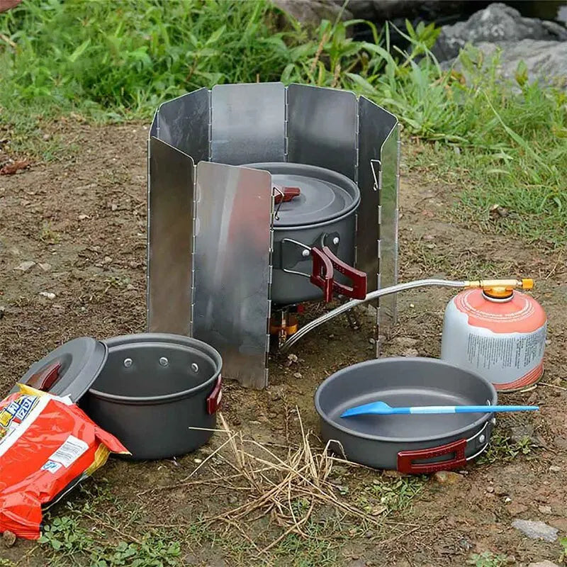 Ultralicht Opvouwbaar Windscherm 10‑Platen – Compact & Sterk Voor Camping & Outdoor Koken