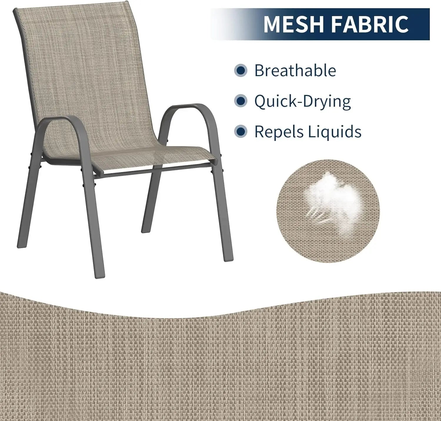 Set van 6 Stapelbare Tuinstoelen – Weerbestendige Terrasstoelen met Hoge Rugleuning – Metalen Tuinstoelen tot 150 kg