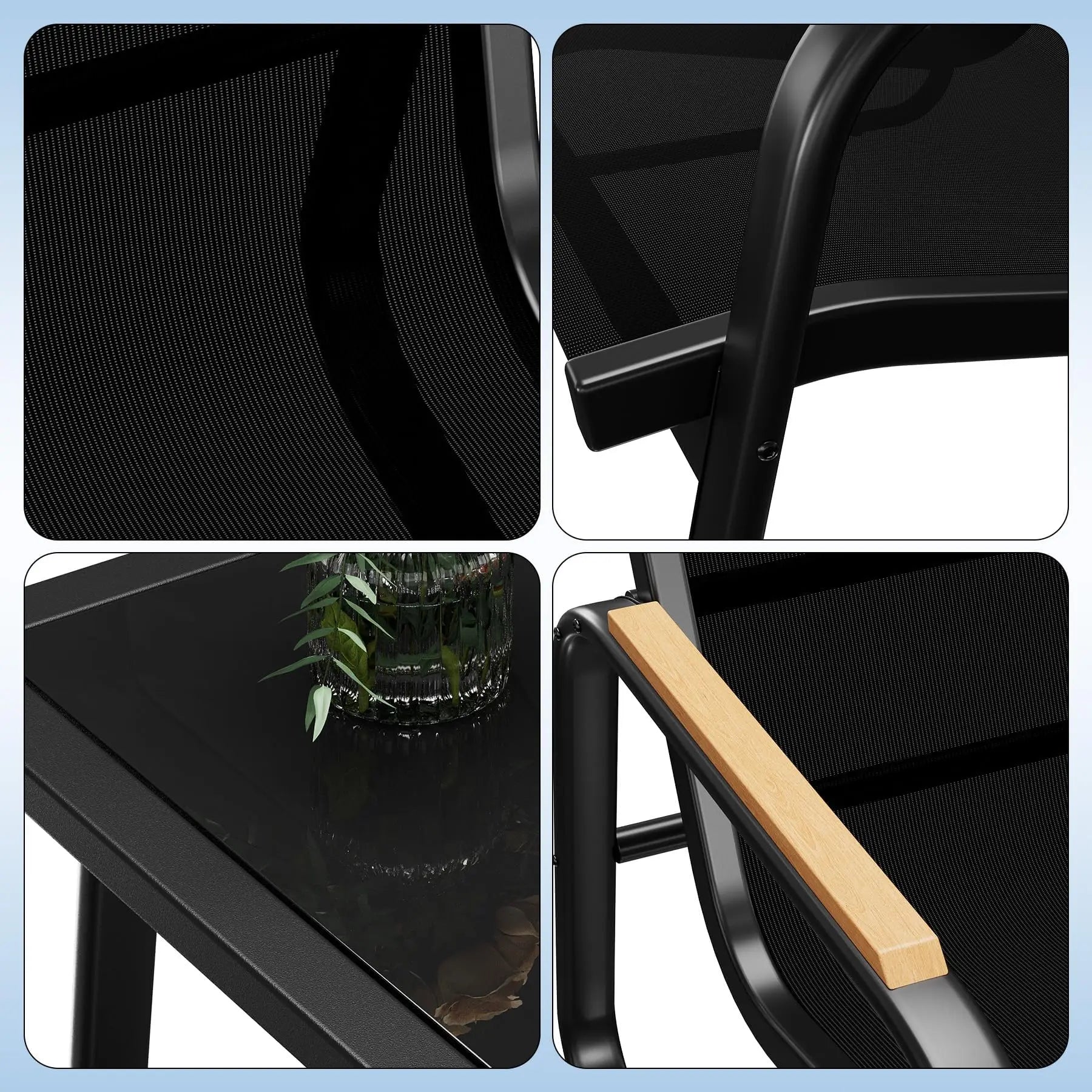 4-Delige Tuinmeubelset met 2-Zitsbank, 2 Stoelen & Glazen Salontafel – Weerbestendige Loungeset voor Tuin, Terras & Balkon