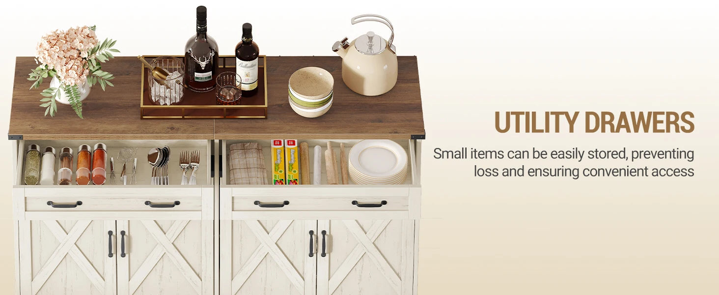 Ruime Keukenkast Sideboard met 1 Lade & 2 Deuren – Verstelbare Planken & Robuuste Opslagkast voor Woonkamer en Keuken