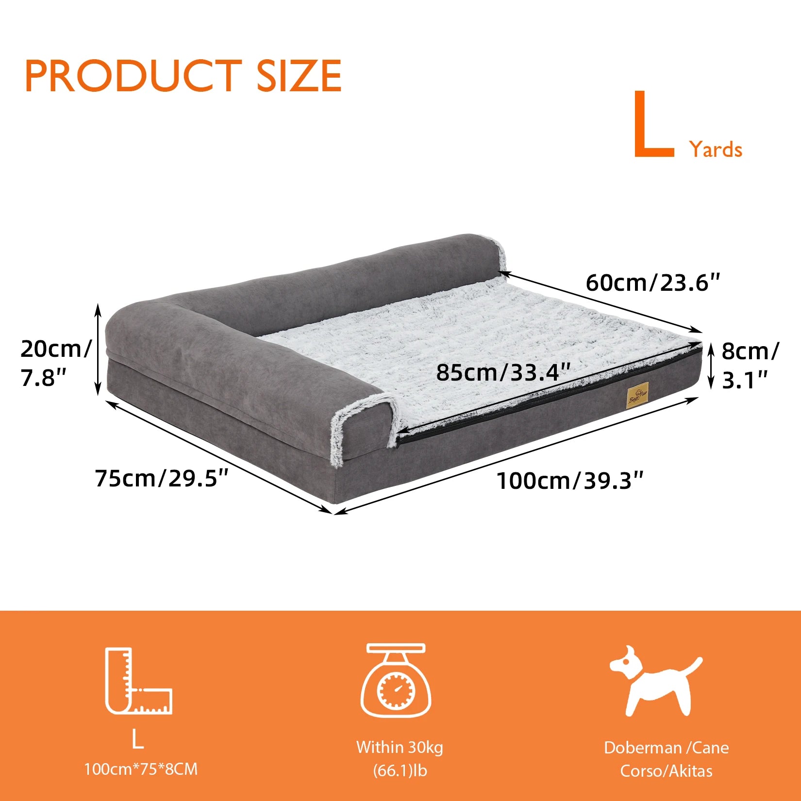 Orthopedisch Hondenbed XXL met Traagschuim – L-Vormig Hondenkussen voor Grote Honden met Wasbare Hoes, Waterdicht & Antislip