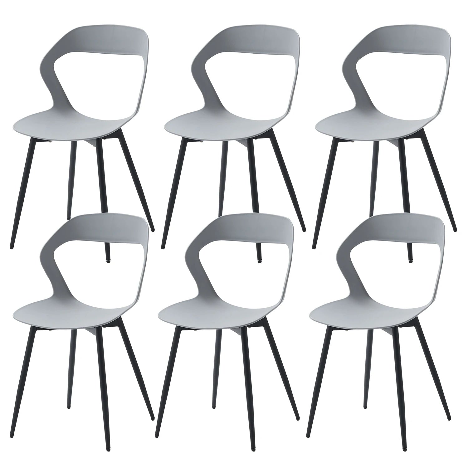 Set van 4/6 Scandinavische Eetkamerstoelen – Nordic Design Kunststof Stoelen met Metalen Poten