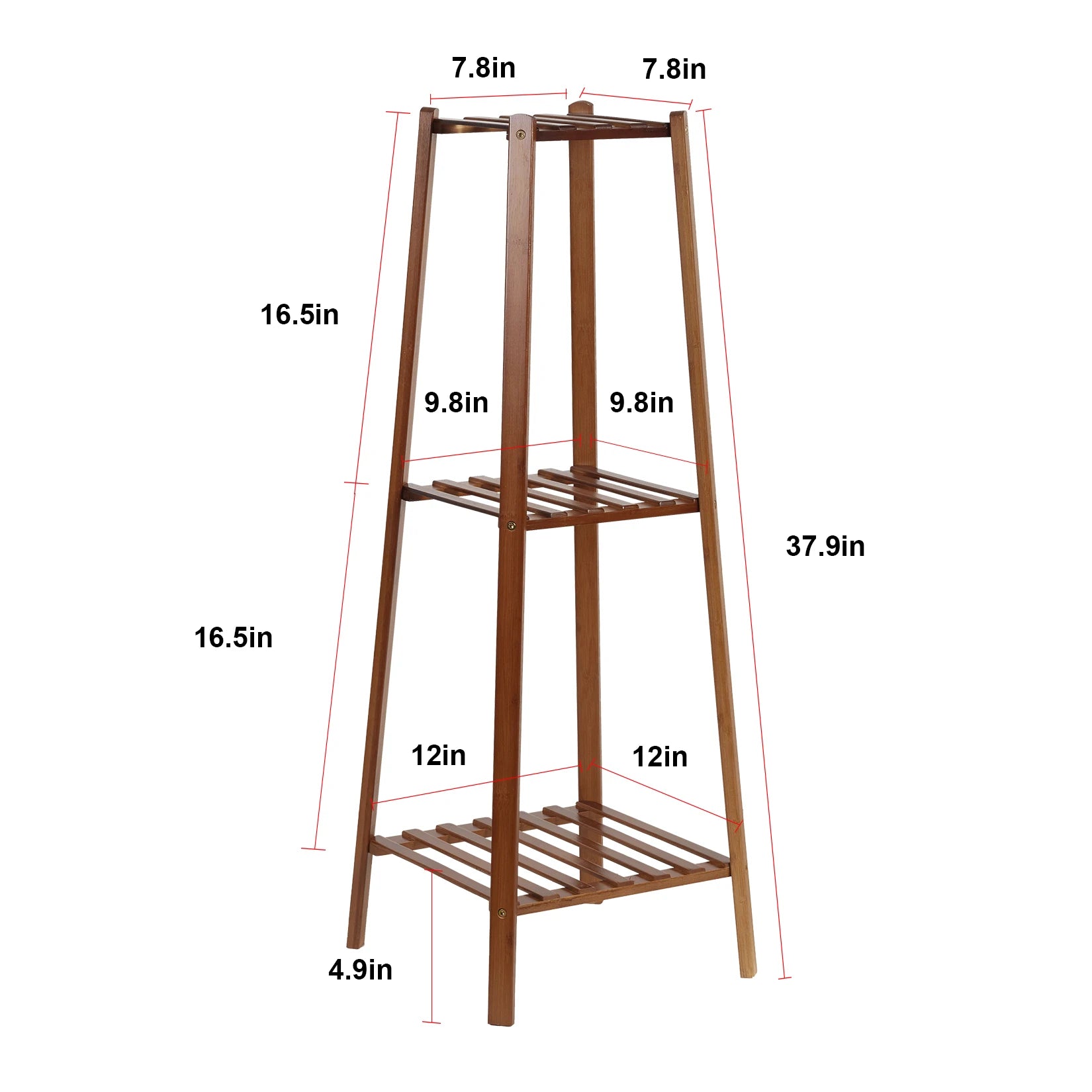 Bamboe Plantenhouder Hoog – Gelaagd Plantenrek Binnen & Buiten – Houten Bloemenrek voor Balkon, Woonkamer & Tuin