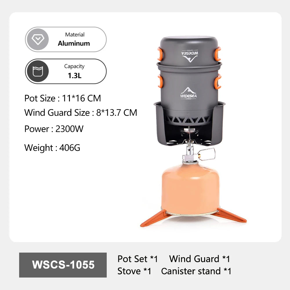 Outdoor Camping Kookset – Lichtgewicht Potten Set 1,3L & 2,3L voor Kamperen