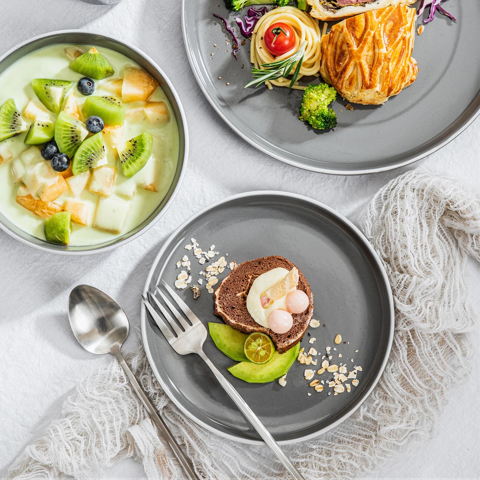Serviesset 16-delig – Grijs Steengoed Servies voor 4 Personen – Modern & Duurzaam Keramisch Servies