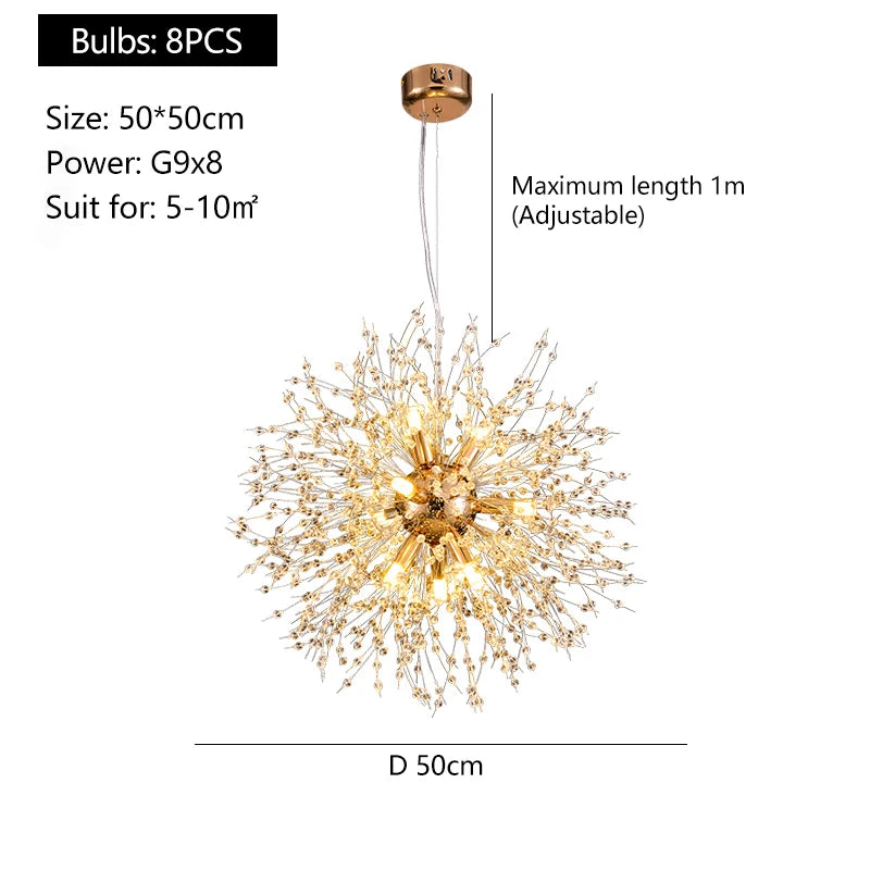 Luxe LED Kristallen Plafondlamp Paardenbloem – Moderne Gouden Kroonluchter – Design LED Lamp Woonkamer & Eetkamer