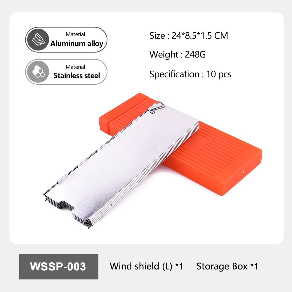 9-delig Camping Windscherm – Lichtgewicht Aluminium & RVS Bescherming voor Buiten Koken