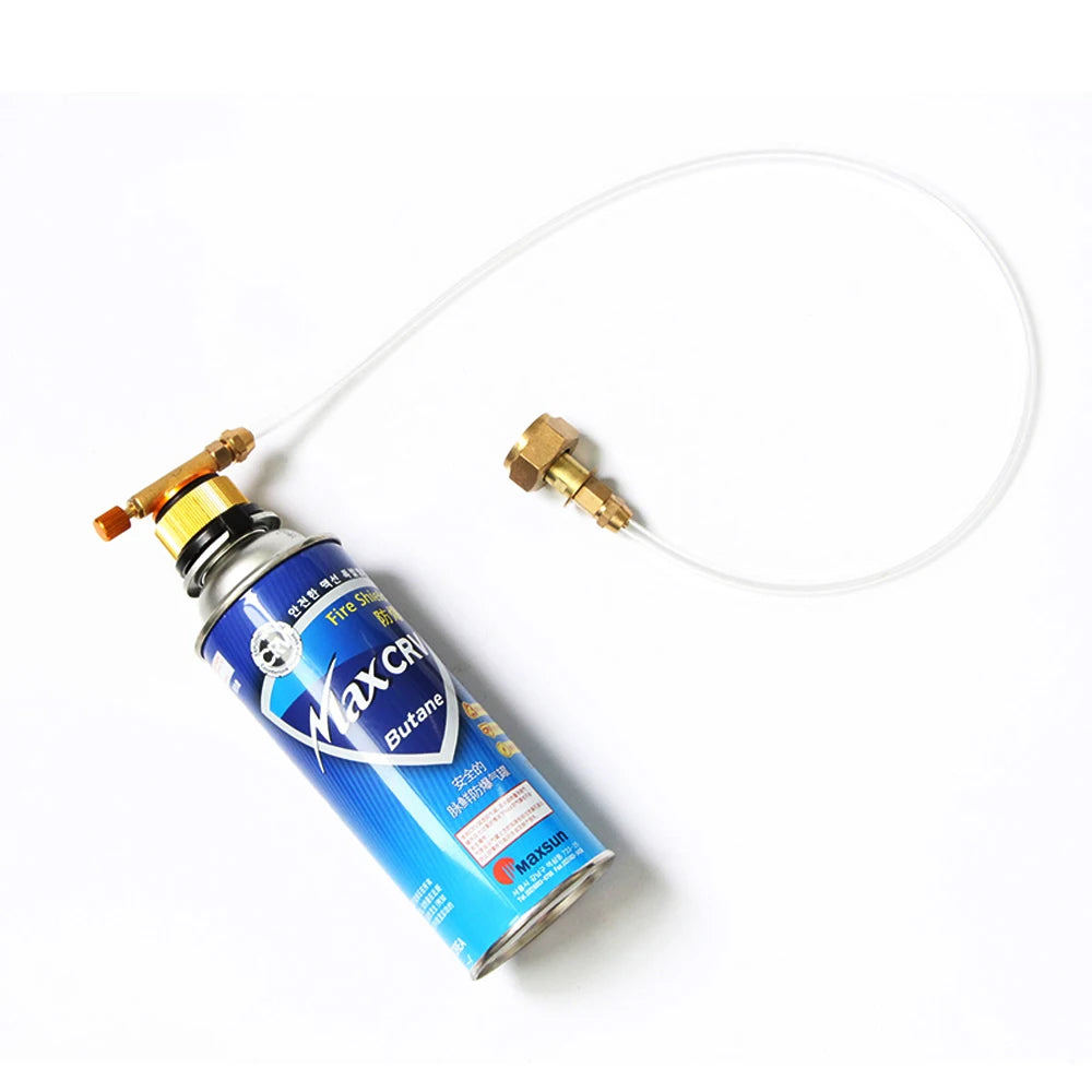 Messing gasfles adapterbuis met elastische slang – veilige aansluiting voor buiten koken