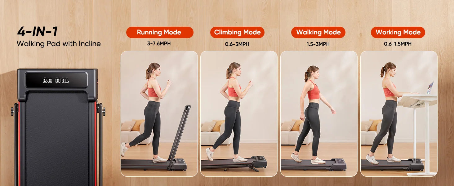Opvouwbare Loopband 4-in-1 12 km/u – Elektrische Treadmill voor Thuis met Incline en App Bediening