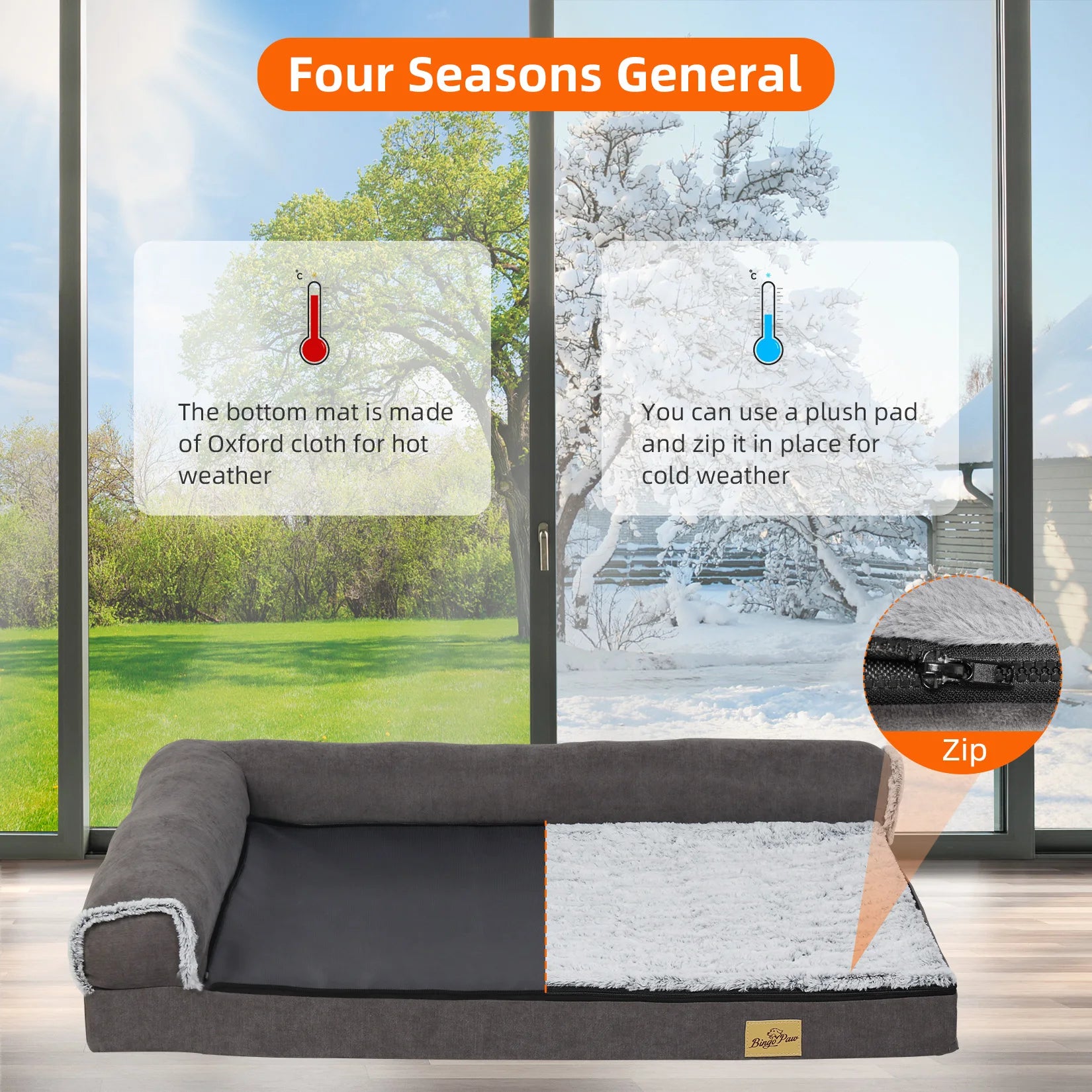 Orthopedisch Hondenbed XXL met Traagschuim – L-Vormig Hondenkussen voor Grote Honden met Wasbare Hoes, Waterdicht & Antislip