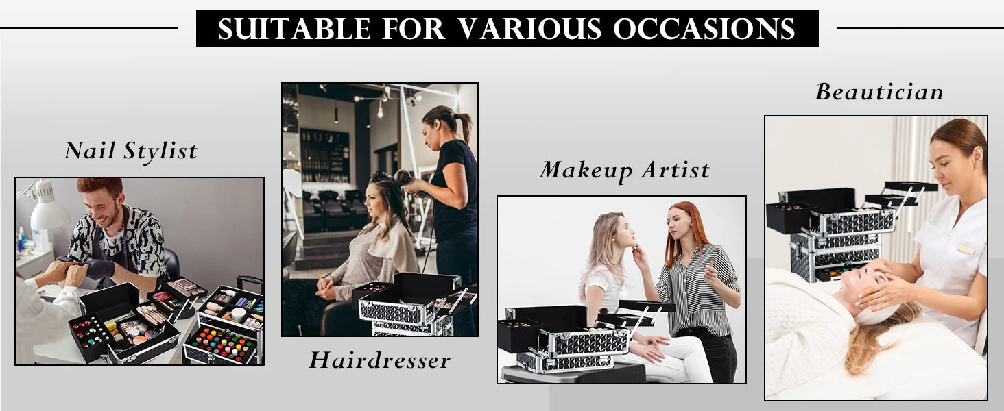 Professionele Rollende Make-up Koffer met Wielen en Laden – Grote Train Case voor Cosmetica – Reiskoffer voor Schoonheidsspecialisten