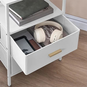 Bedside Table set van 2 – Moderne Nachtkastjes met 2 Laden en Open Vak – Wit