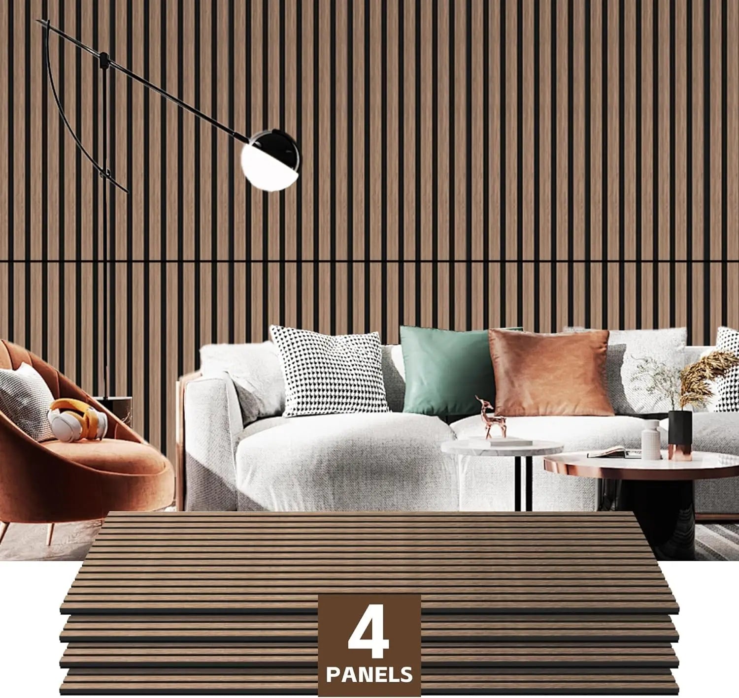 Houten Akoestische Panelen 120x60 cm Set van 4 – Geluidsabsorberende Wandpanelen met Houtlook voor Interieur