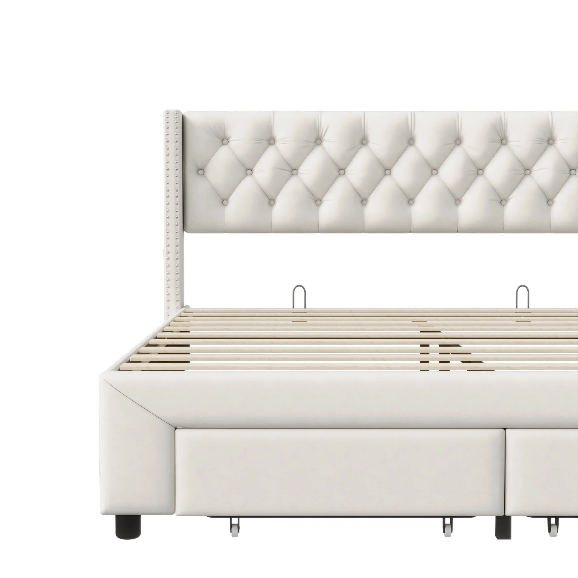 Fluwelen tweepersoonsbed met LED-verlichting, USB-poort en opberglades