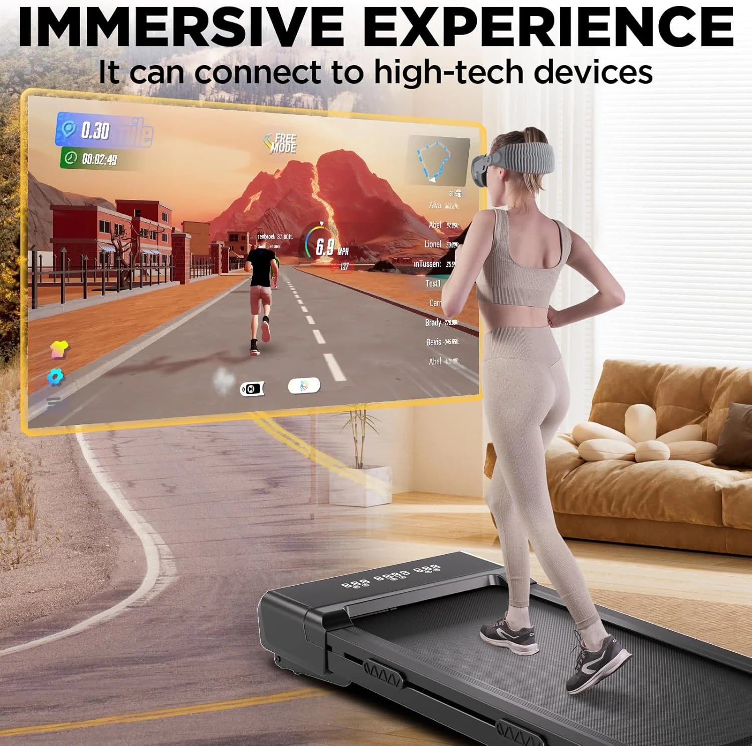 Opvouwbare Walking Pad met Helling 9% – Elektrische Loopband voor Thuis met App en LCD Scherm