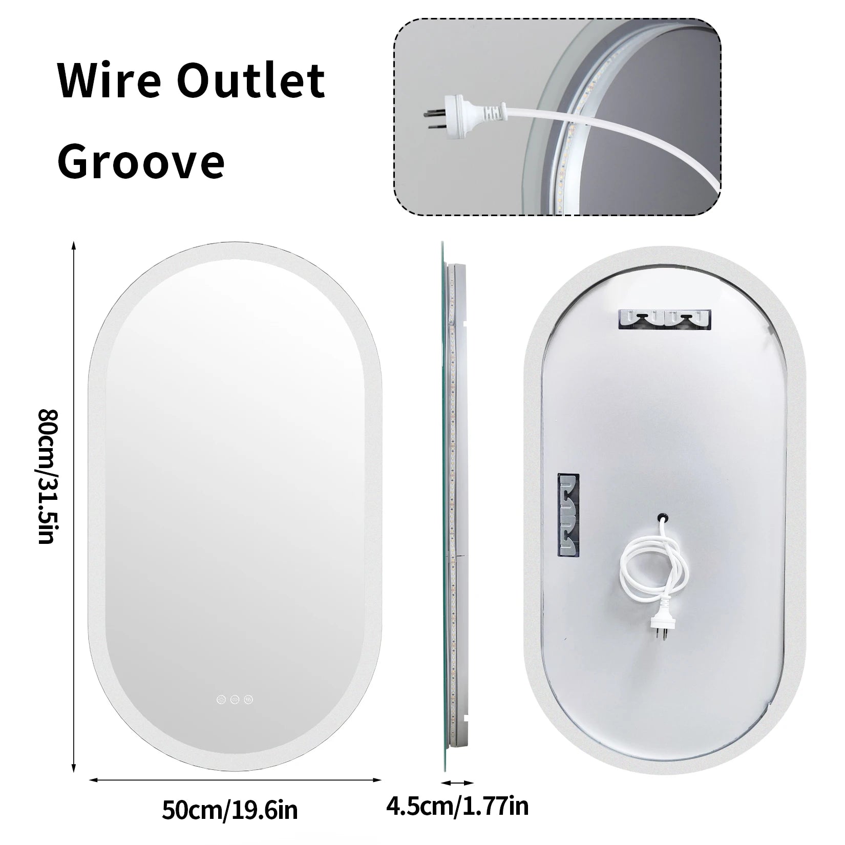 Ovale LED Badkamerspiegel met Verlichting en Anti-Condens – Frameloze Wandspiegel met Touchsensor en Dimbaar Licht