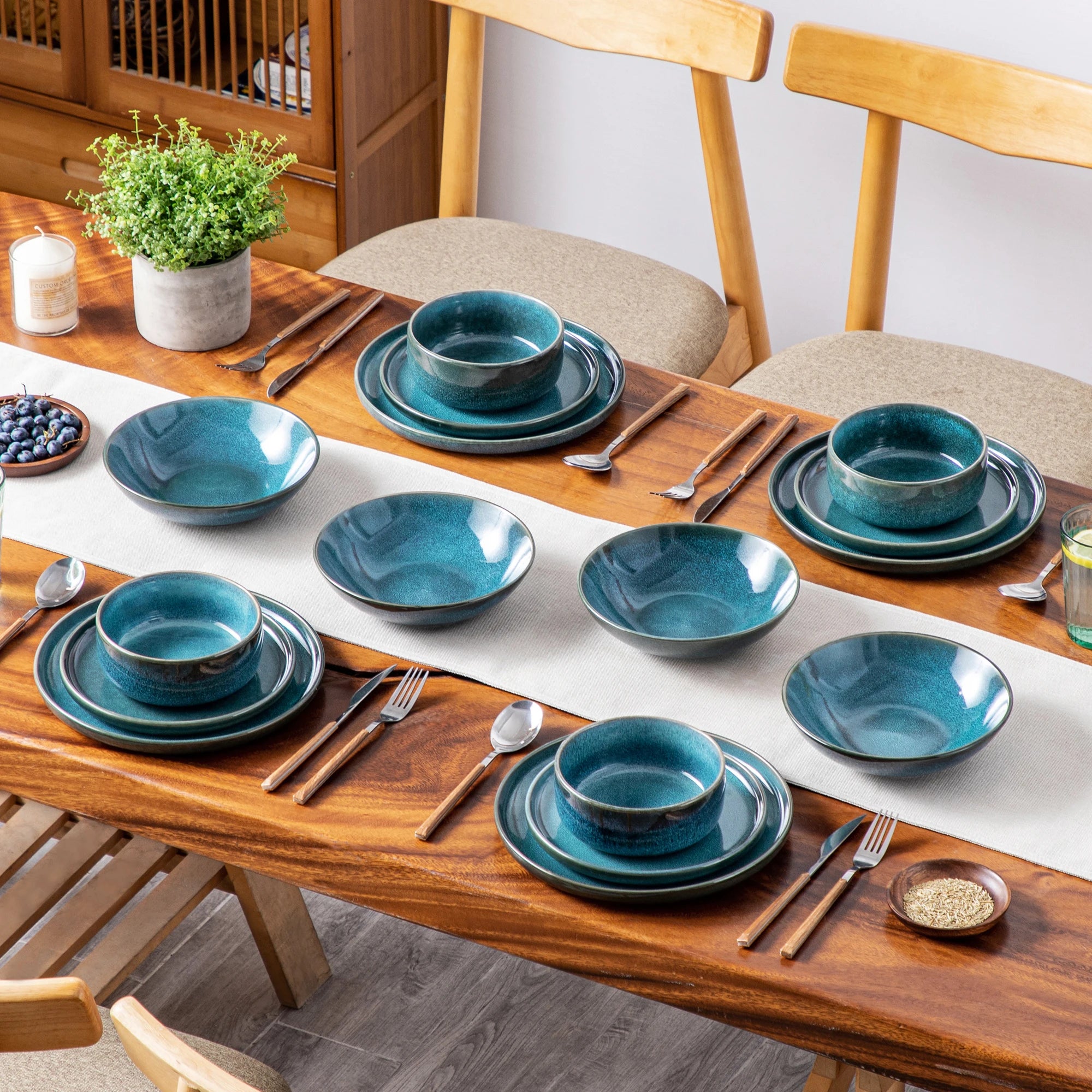 Keramisch Servies Blauw 16-delig – Set voor 4 Personen