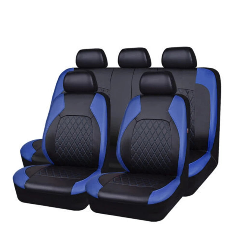 9-Delige Waterdichte Autostoelhoezen Set van PU Leer – Universele Antislip Auto Stoelbeschermers voor Auto, SUV & Bestelwagen