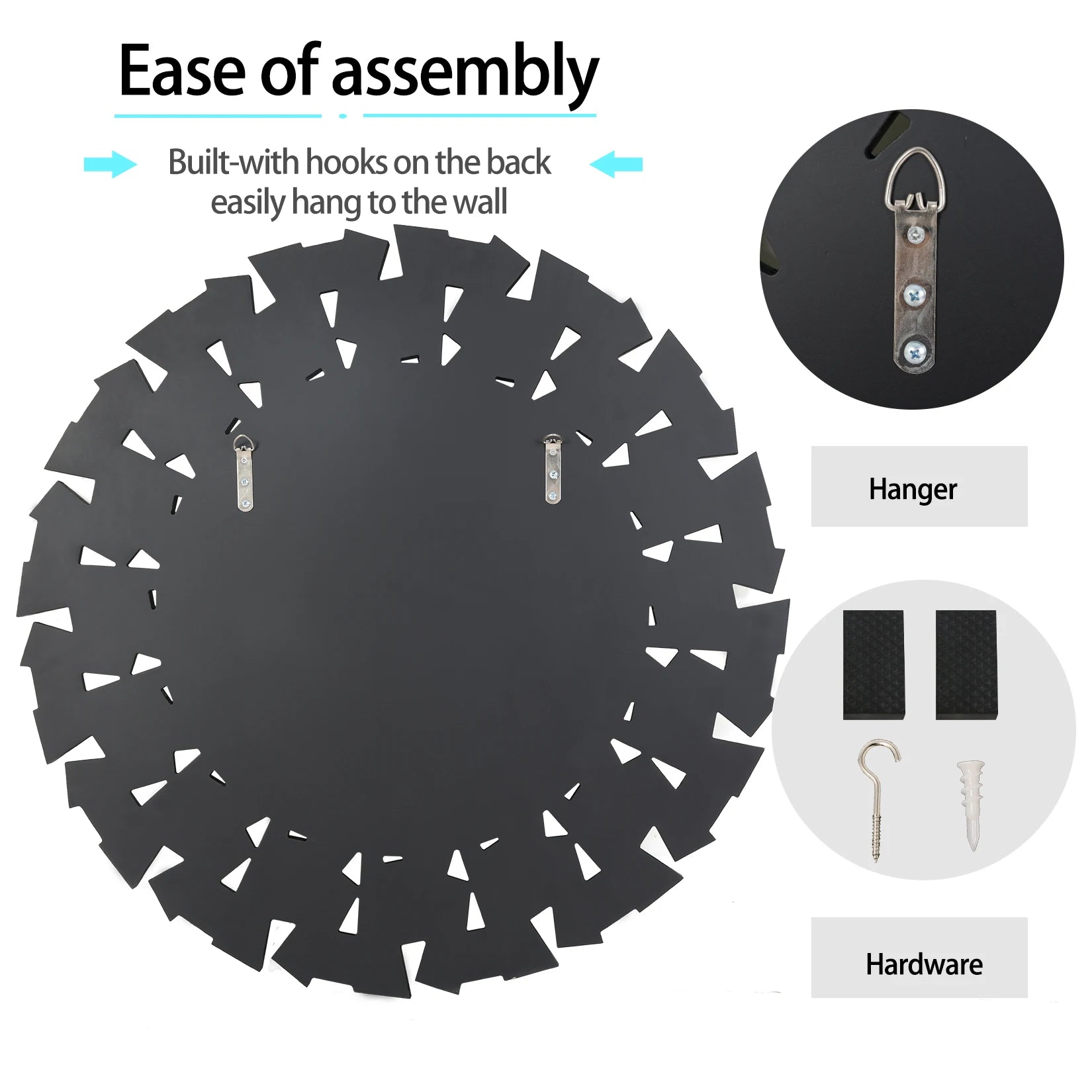 Ronde Zonnestraal Wandspiegel 80 cm – Moderne Zilveren Design Spiegel voor Woonkamer, Hal en Slaapkamer