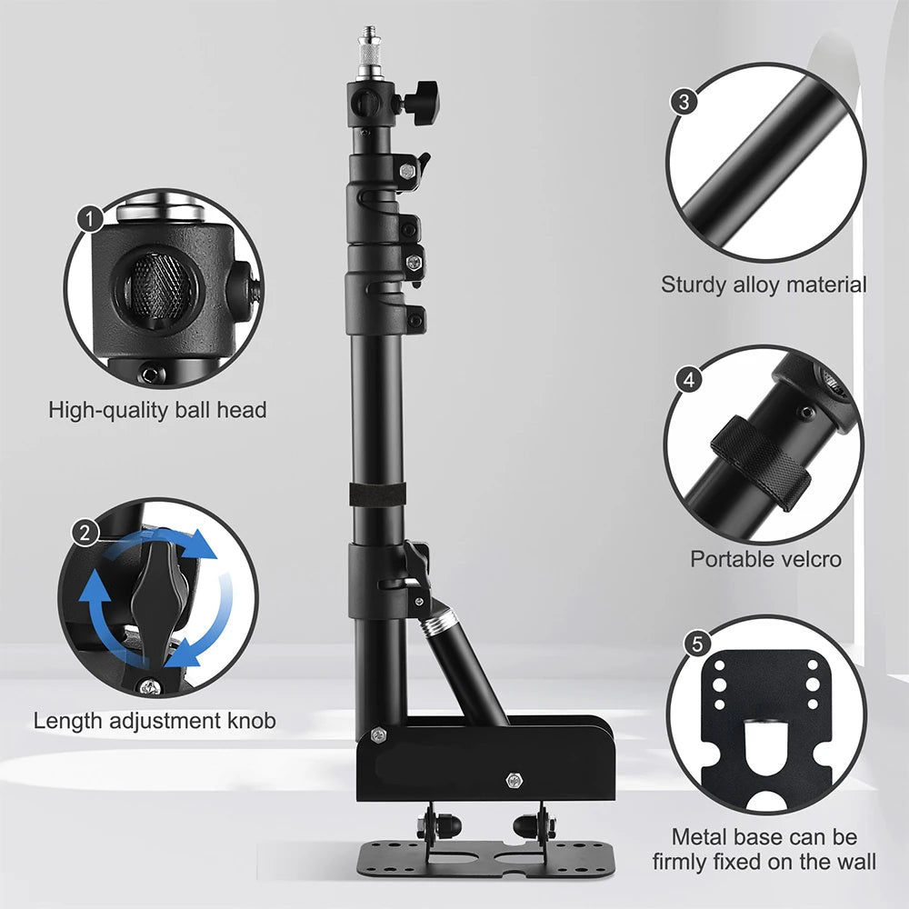 Softbox Wand Monopod Arm voor LED Ringlamp – Studio Statief voor Fotografie en Live Stream