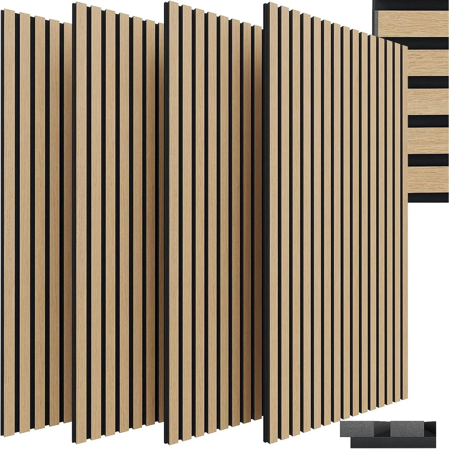 Houten Akoestische Panelen 120x60 cm Set van 4 – Geluidsabsorberende Wandpanelen met Houtlook voor Interieur
