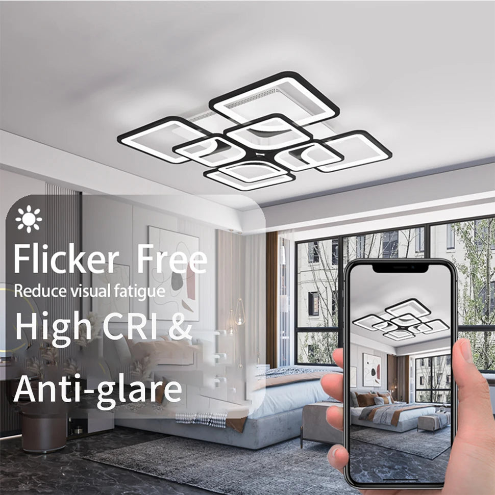 Moderne LED Plafondlamp met Afstandsbediening – Dimbare Scandinavische Plafondverlichting voor Woonkamer, Slaapkamer & Eetkamer
