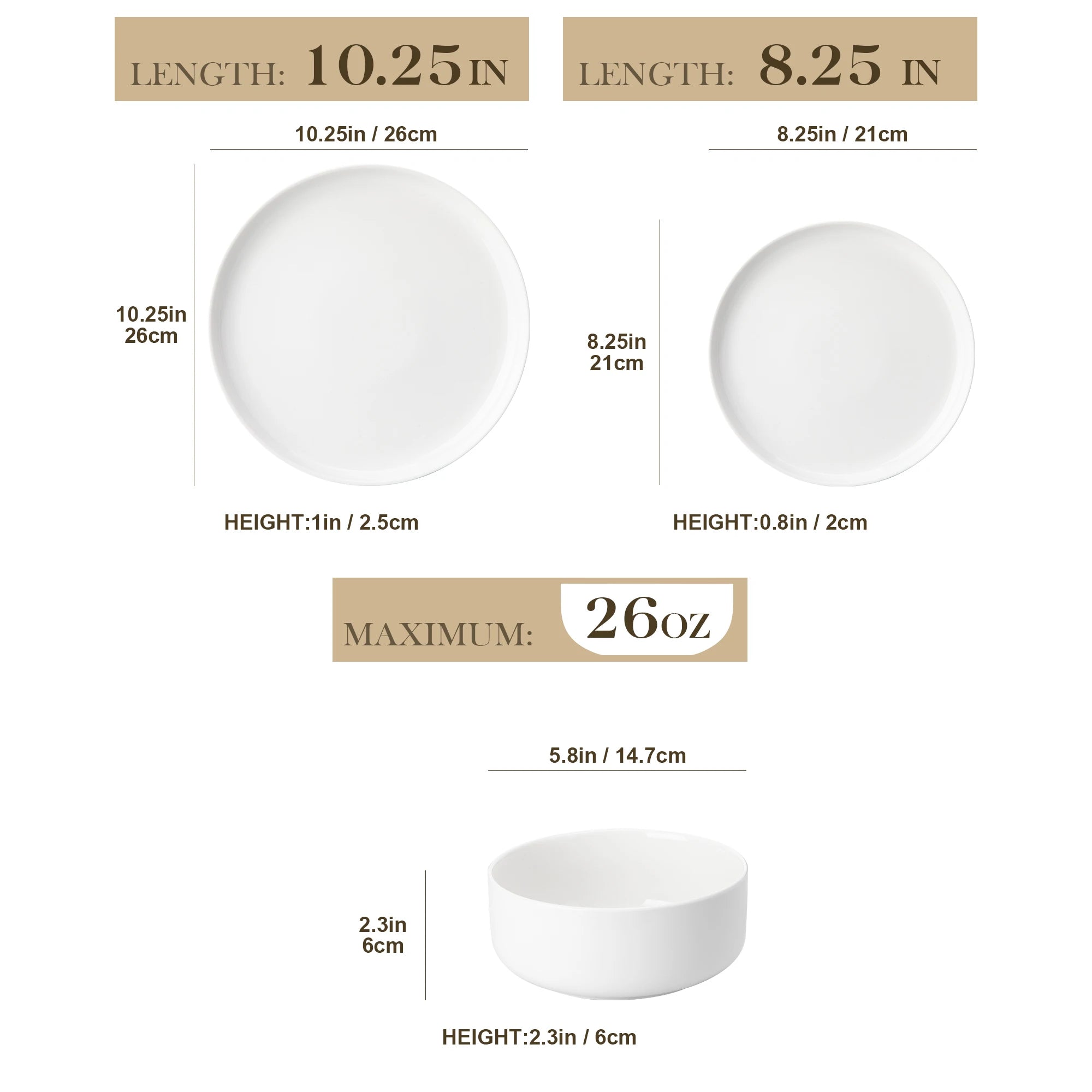 12-delige Serviesset voor 4 Personen – Keramisch Porselein Servies met Borden, Soepborden en Kommen – Modern & Duurzaam