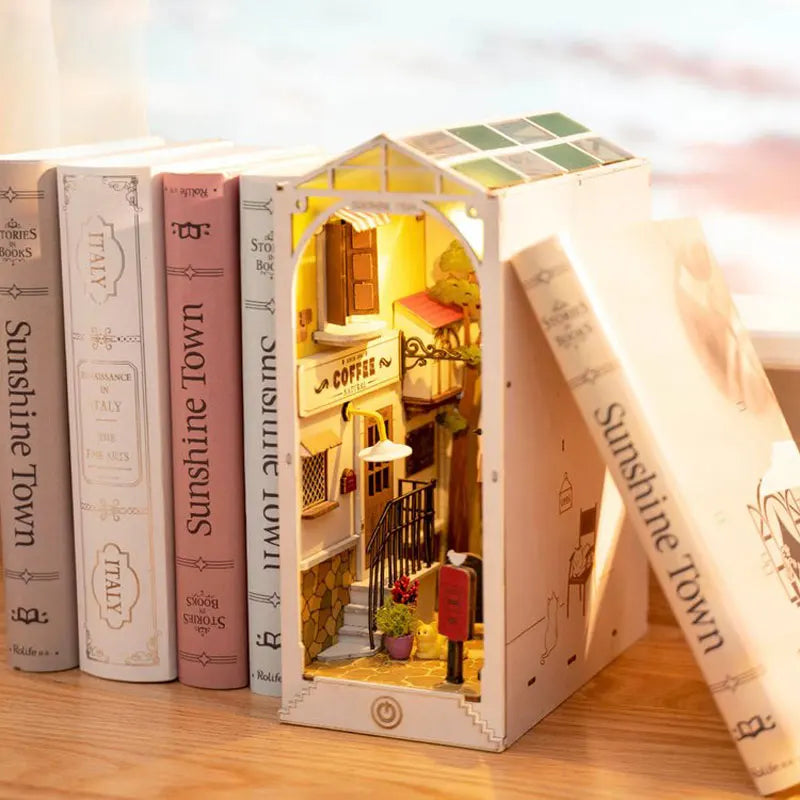 Houten Miniatuur Boekhoekje DIY – LED Sfeerlampje Creatief Knutselpakket voor Jong en Oud