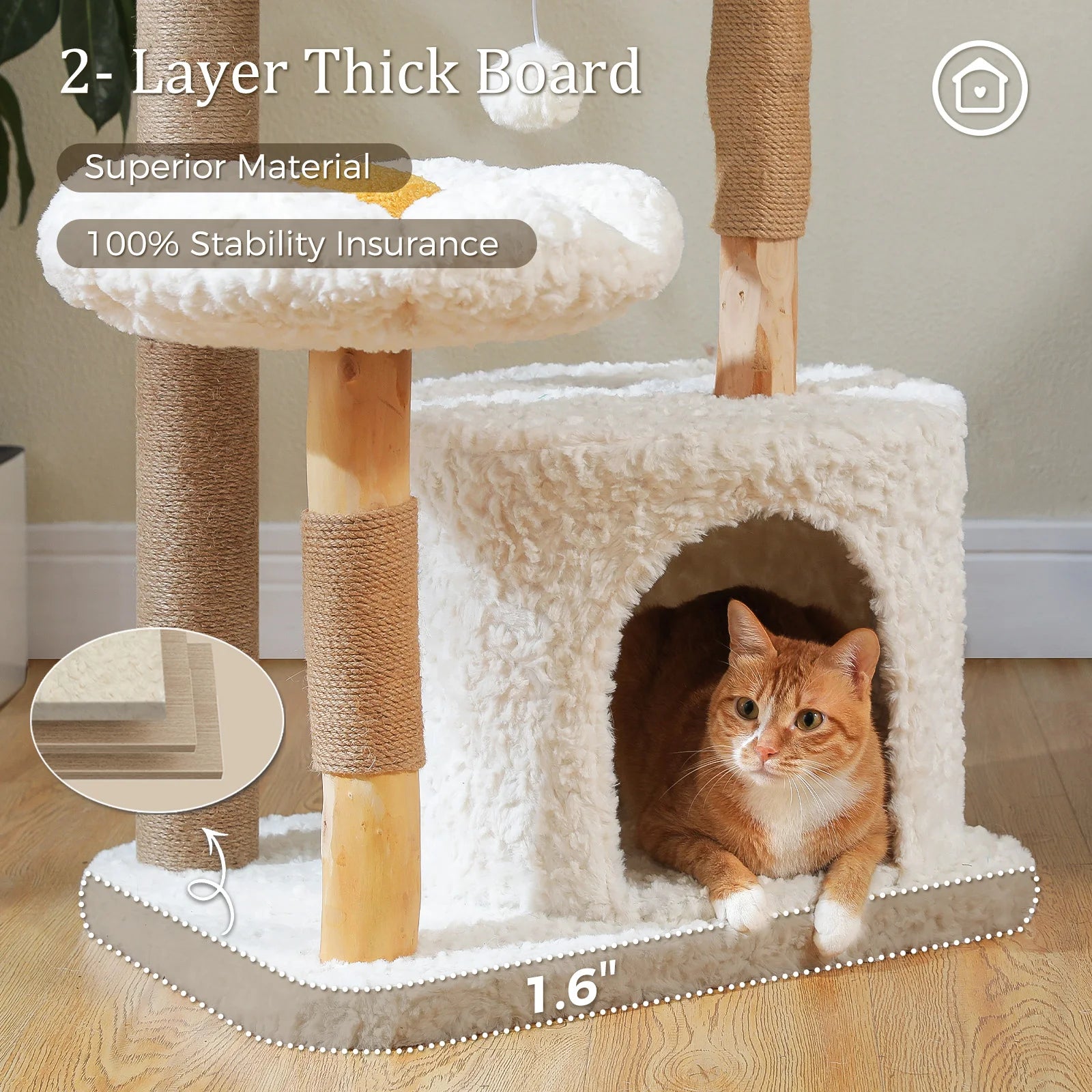Luxe Krabpaal Kattenboom – 4 Niveaus met Kattenhuis, Hangmat & Bloem Ligplek voor Binnenkatten