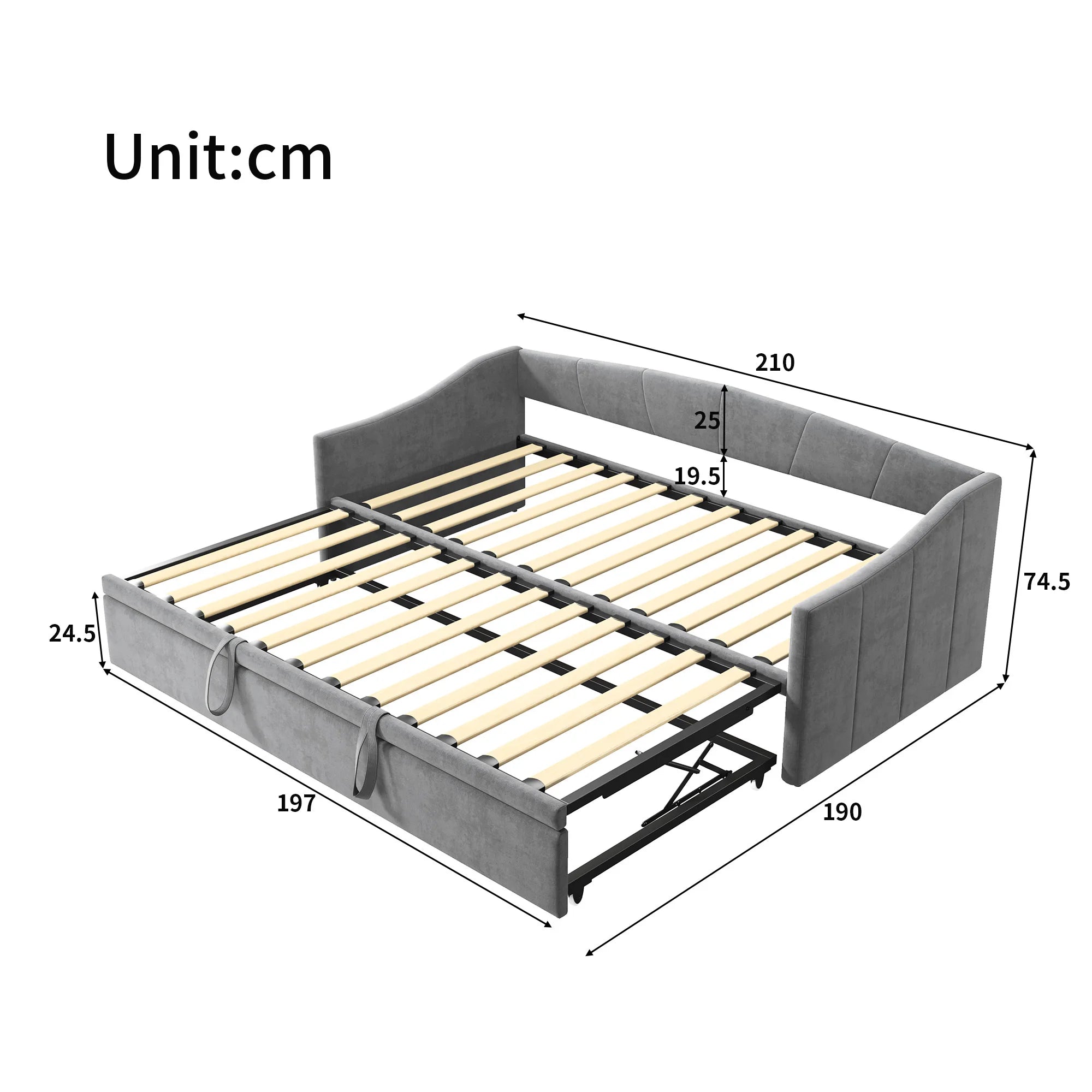 Fluwelen 2‑in‑1 Slaapbank 90×200 cm – Multifunctionele Bank & Bed