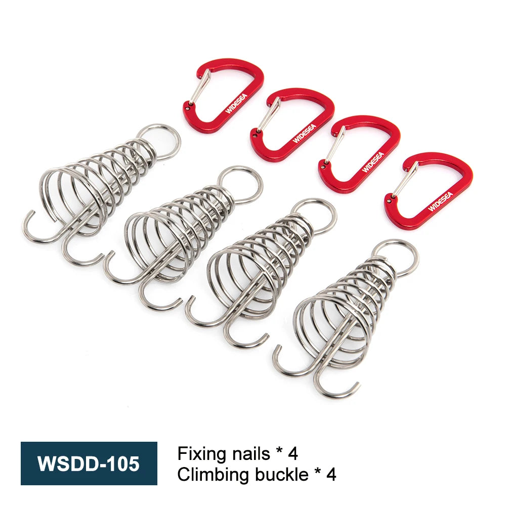 Campingaccessoires 12‑delige Kampeeruitrusting – Haringen, Karabijnhaken & Windtouwen