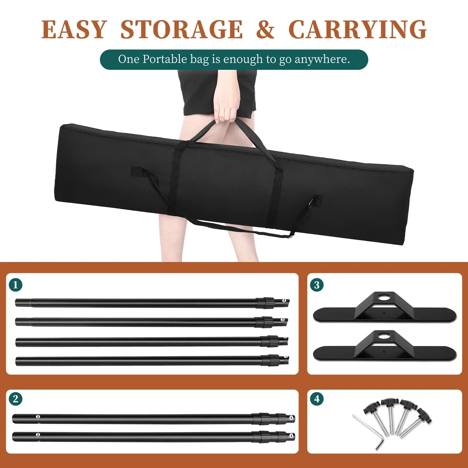 Dubbele Crossbar Fotografie Achtergrondstandaard – Verstelbaar 3x2,4m Backdrop Frame voor Studio, Video en Greenscreen
