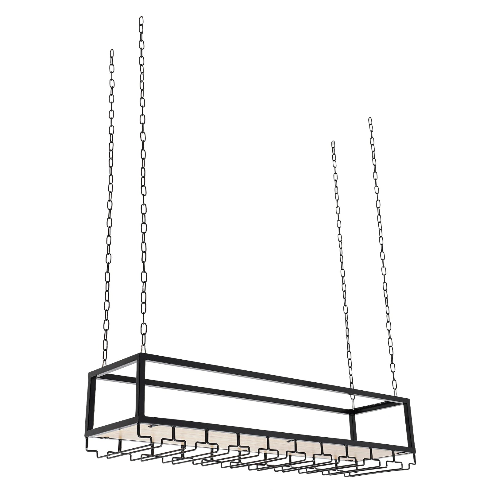 Hangend Wijnrek Industrieel met Glazenhouder – Vintage Plafond Wijnrek Metaal & Hout