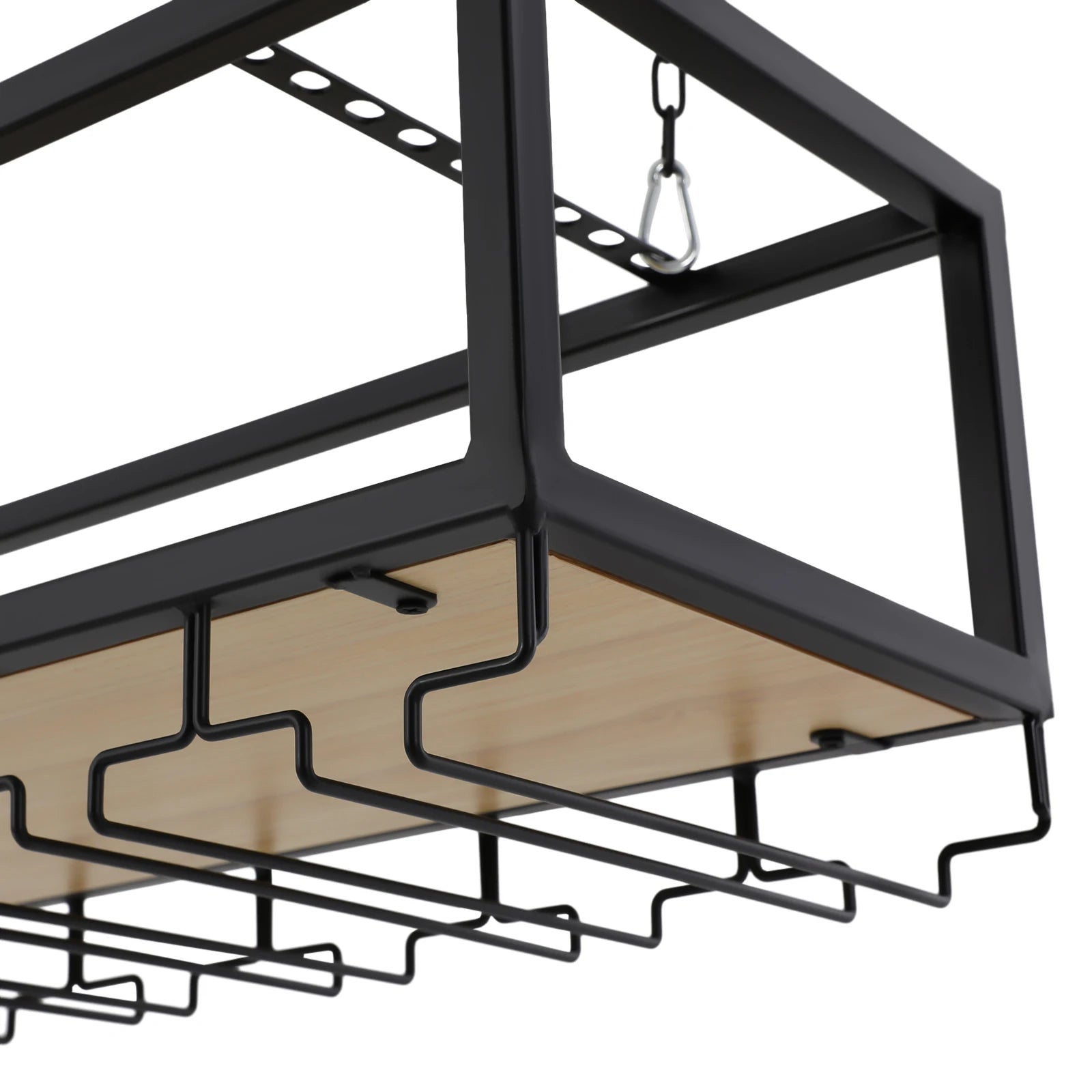 Vintage Plafond Wijnrek met Glazenhouder – Hangend Wijnrek Industrieel Zwart voor Keuken & Home Bar